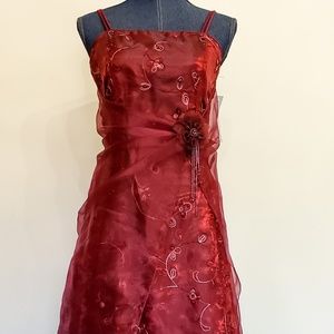 Crimson  Organza CINDERELLA Prom Gown Dress Size14